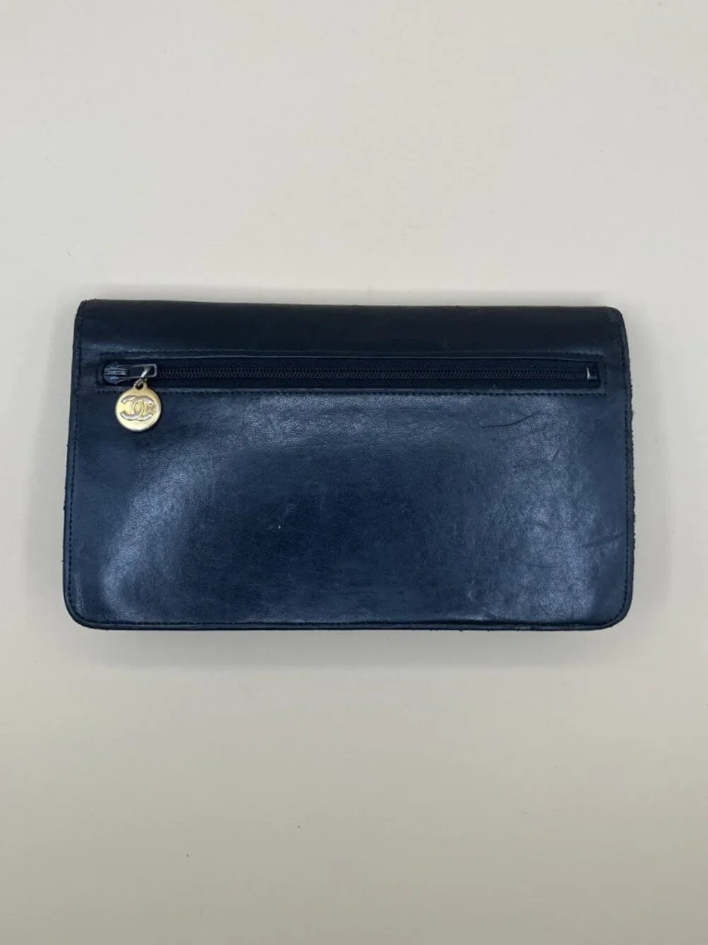 Chanel Timeless CC Long Flap Wallet Black Lambskin Leather with Authenticity Car